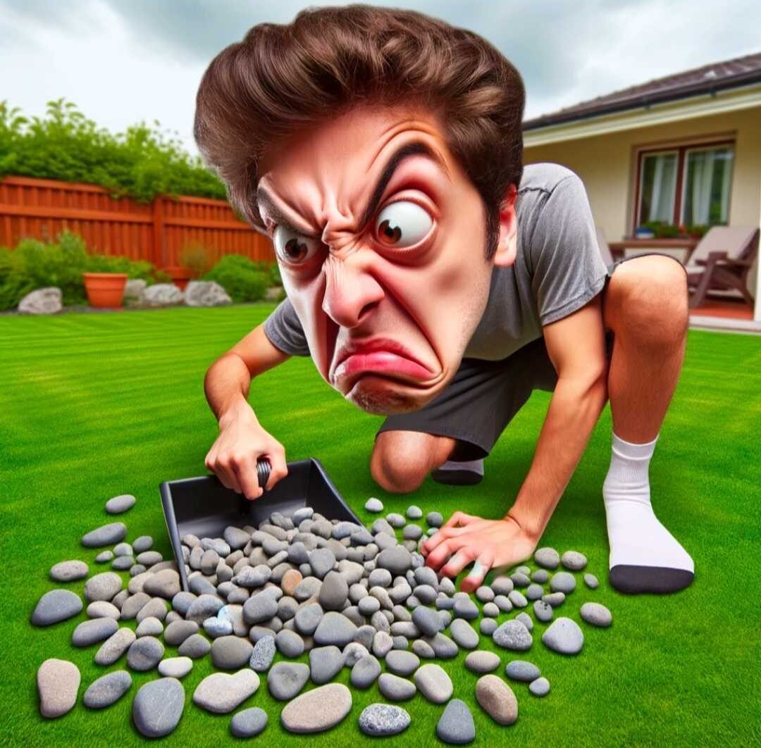 Rocks spill into yard and its frustrating